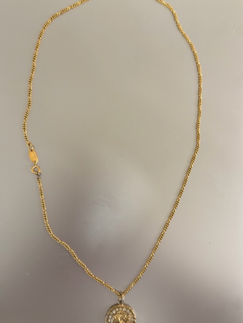 vintage 1982 lion medallion necklace-Authentic Chanel w/COA